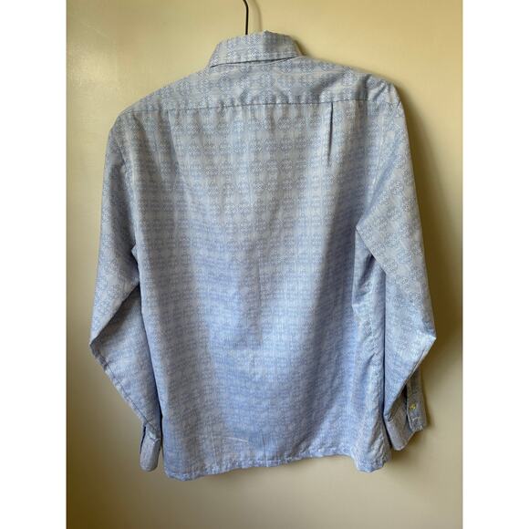 Blue Geometric Patterned Polyester Disco Shirt - Picture 5 of 7